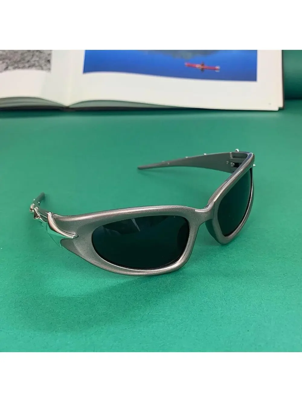Y2k Cyber Style Futuristic Star Smoke Grey Grunge Sunglasses